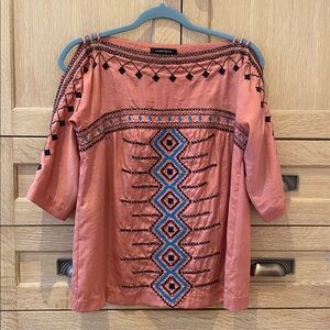 Nanette Lepore Dark Rose Embroidered Top